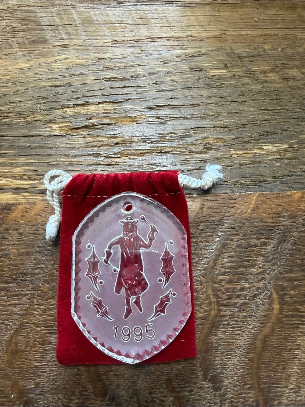 Waterford Crystal 1995 Ornament with Red Velvet Pouch